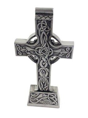 NWB Celtic Cross Pewter Figurine By Mullingar Pewter Intricate Knotwork Design